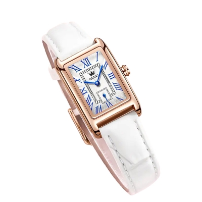 Picture of Olevs 6625 Women’s Square Dial Fashion Watch – Rose Gold & White Leather