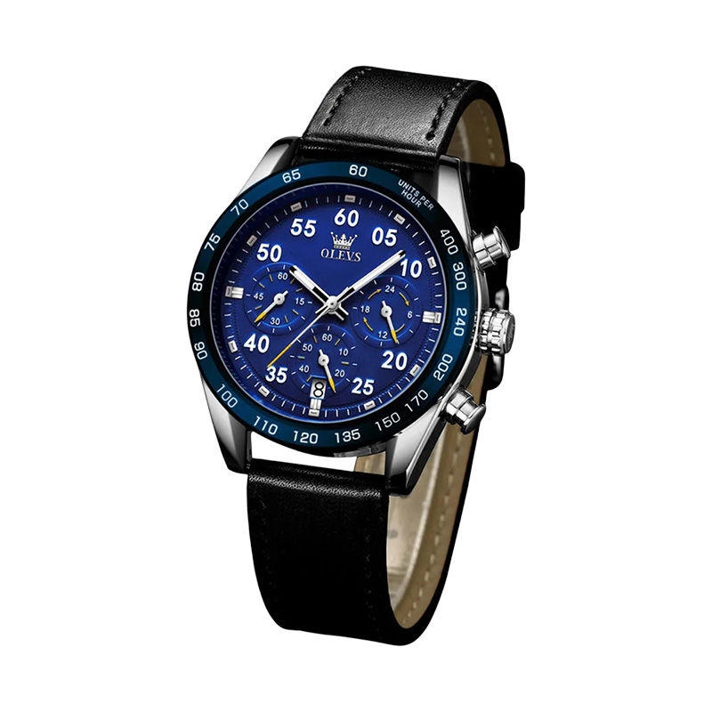 Picture of Olevs TY703 Men's Stylish Chronograph Watch – Black & Blue Edition