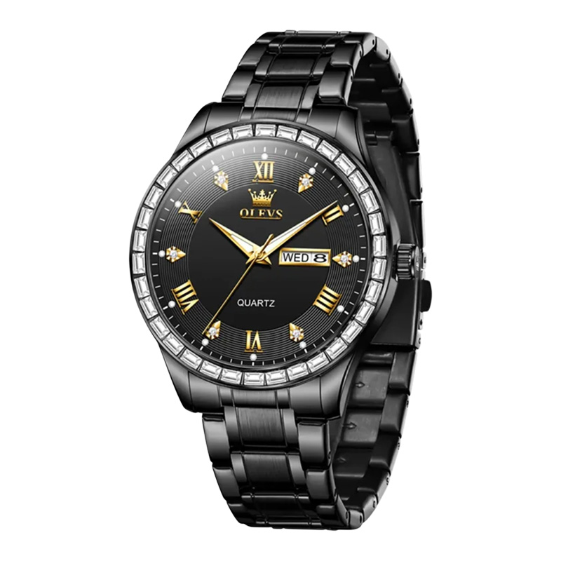 Picture of Olevs 9906 CH Men’s Chronograph Watch – Black Stainless Steel with Sporty Elegance