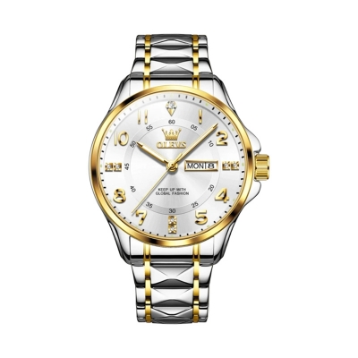 Picture of Olevs 2910 Men's Classic Two-Tone Quartz Watch – Silver & Gold Stainless Steel