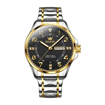 Picture of Olevs 2910 Men's Quartz Wristwatch – Silver Stainless Steel with Black Dial