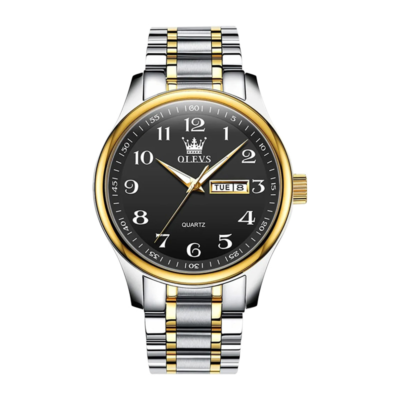 Picture of Olevs 5567 Men's Classic Quartz Watch – Black Dial with Silver Stainless Steel Strap