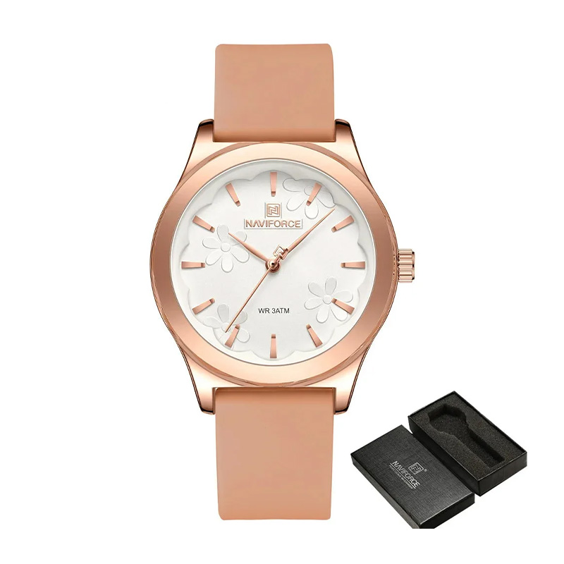 Picture of Naviforce 5051 Women's Quartz Watch – Rose Pink Dial with Rose Gold Stainless Steel Strap