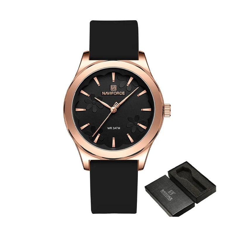 Picture of Naviforce 5051 Women's Quartz Watch – Sleek Black Dial with Stainless Steel Strap