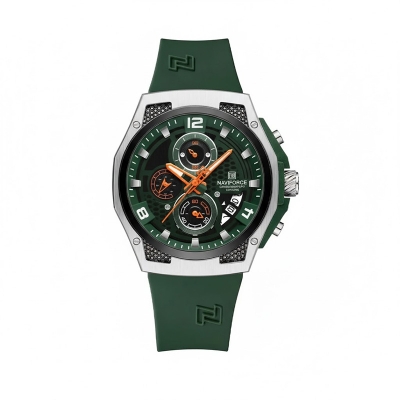 Picture of Naviforce 8051T Men’s Silver Green Analog Quartz Watch – Stylish Stainless Steel Timepiece