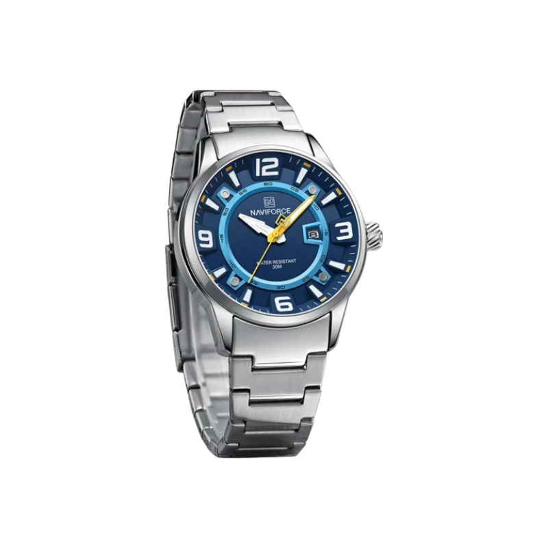 Picture of Naviforce 8044 CH Men’s Chronograph Watch – Silver Case with Cool Blue Accents