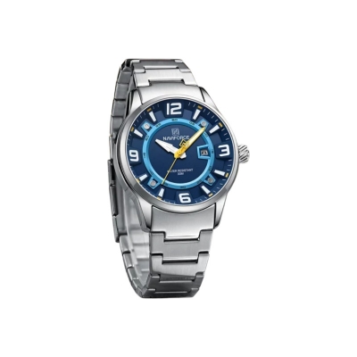 Picture of Naviforce 8044 CH Men’s Chronograph Watch – Silver Case with Cool Blue Accents