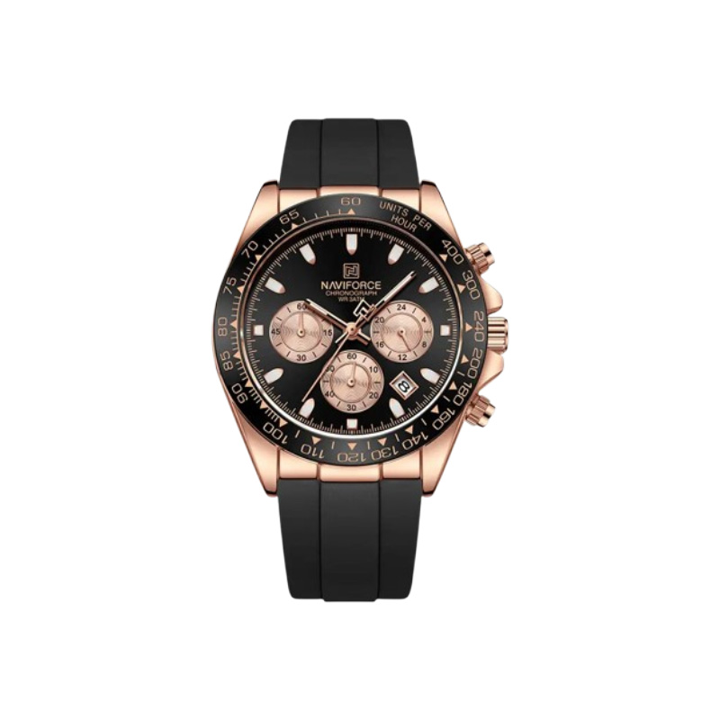 Picture of Naviforce 8054 Men’s Chronograph Watch – Rose Gold Case with Black Dial & Leather Strap