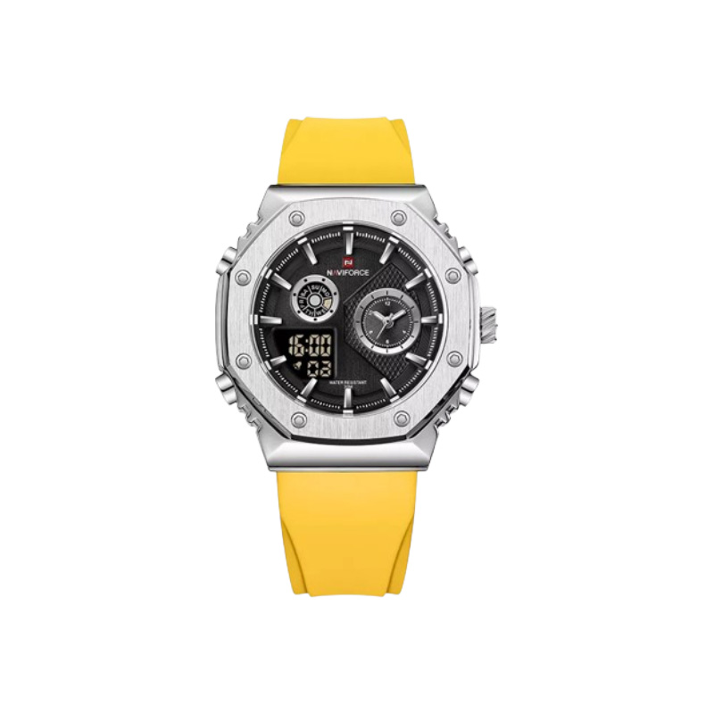 Picture of Naviforce 9216T Men’s Sport Chronograph Watch – Black & Yellow Dial with Leather Strap