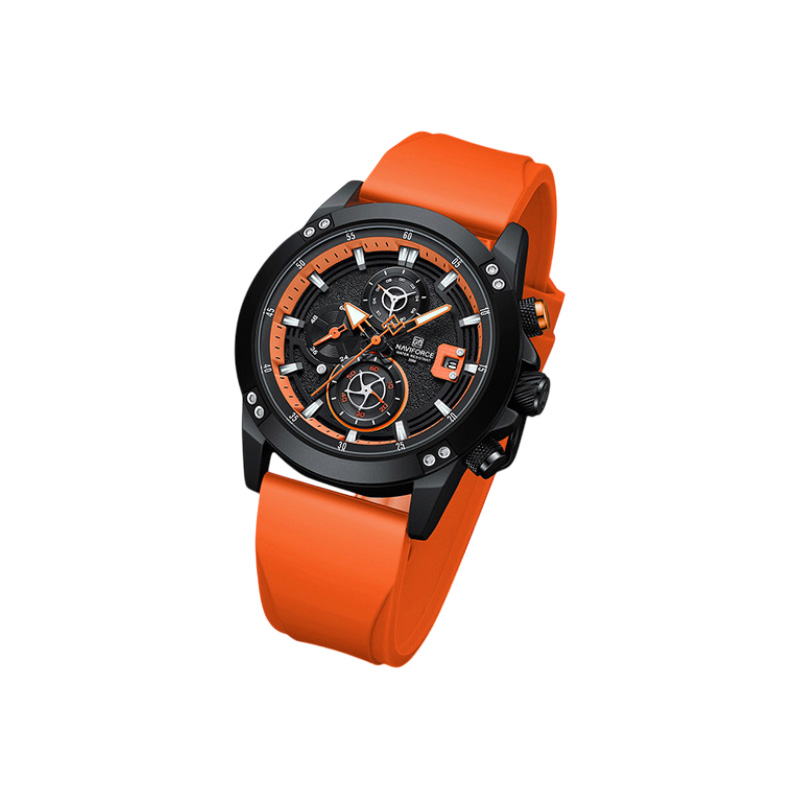 Picture of Naviforce 8038 Men’s Analog Sport Watch – Bold Orange Dial with Leather Strap