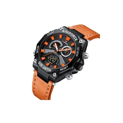 Picture of Naviforce 9220L Men’s Classic Leather Strap Watch – Bold Orange Dial
