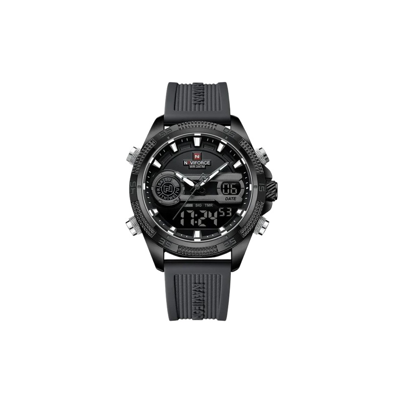 Picture of Naviforce 9223T Men’s Analog Watch – Black Dial with Gray Stainless Steel Strap