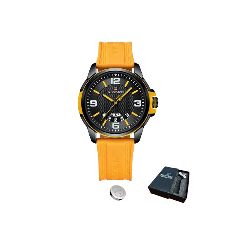 Picture of Naviforce 9215 T Men’s Chronograph Watch – Yellow Dial with Black Leather Strap