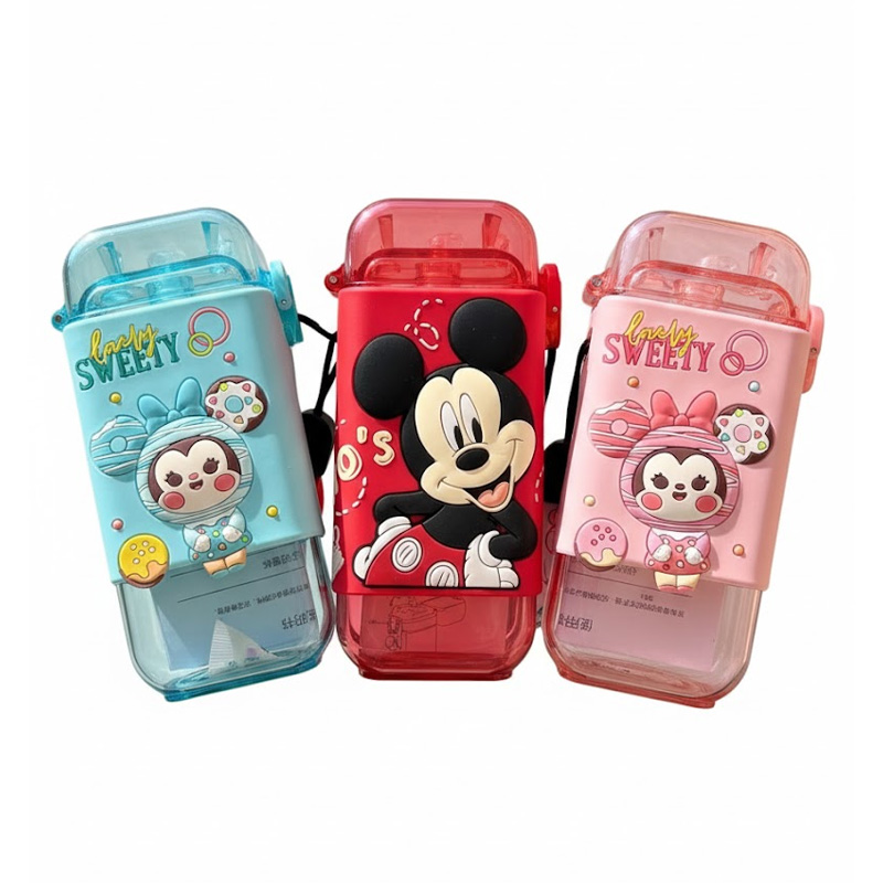 Picture of Lotso, Mickey & Donald Duck Double Drink Water Bottle – 2-in-1 Cartoon Bottle for Kids – 700ml