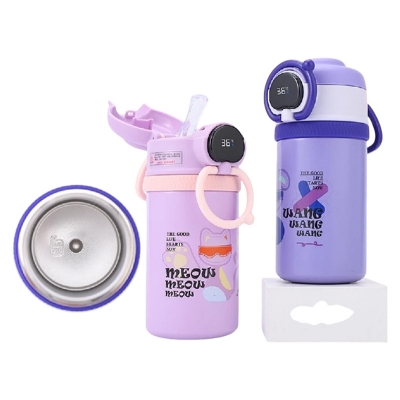 Picture of High Aesthetic Cartoon Insulated Smart Kids Water Bottle – 316 Stainless Steel with Straw & Custom Design