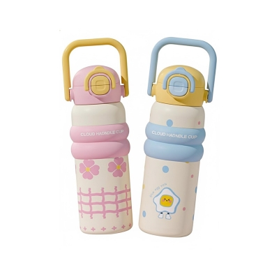 Picture of 316 Stainless Steel Cartoon Kids Thermos Bottle – Flip Lid, Straw & Handle | Leak-Proof, Large Capacity for Girls & Students