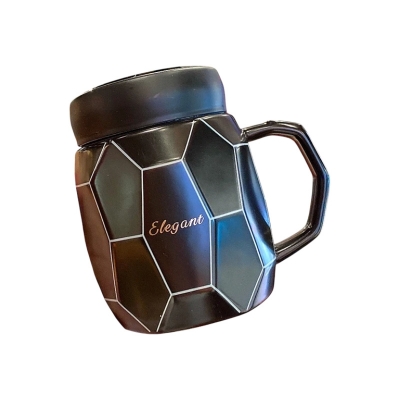 Picture of Modern Creative Ceramic Mug with Lid | Minimalist Coffee & Tea Cup for Home or Office