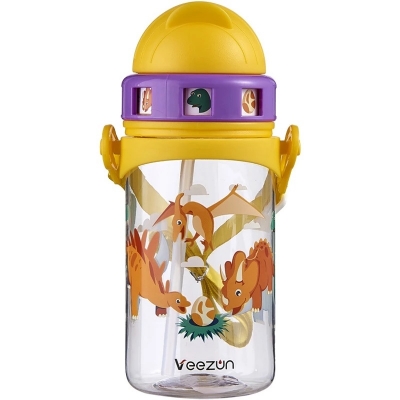Picture of Cute Crossbody Kids Water Bottle with Straw | Portable BPA-Free Drink Cup with Adjustable Strap