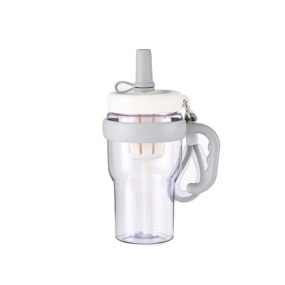 Picture of Summer Aesthetic Straw Water Bottle | 1000ml Transparent Plastic Tumbler with Lid & Strap