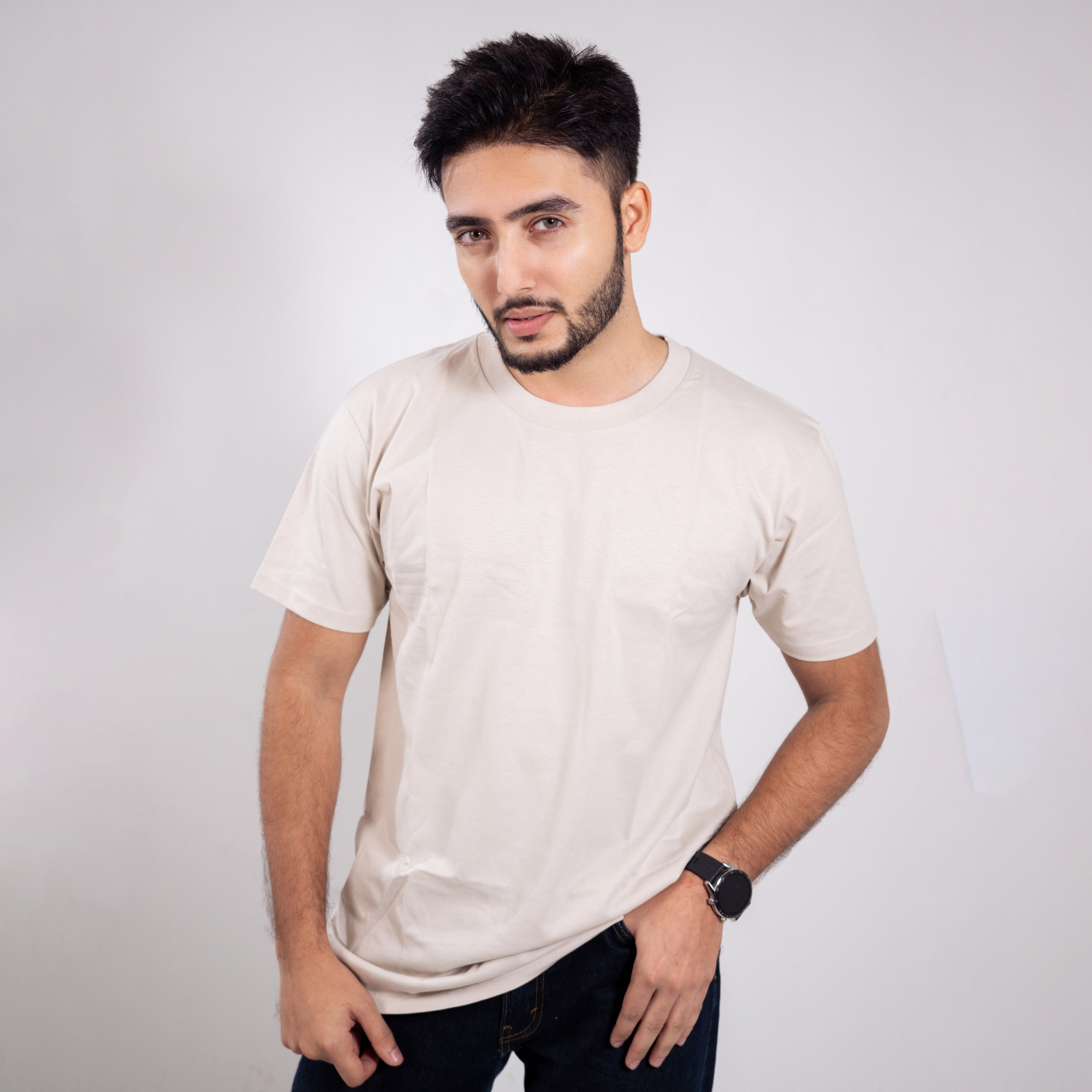 Picture of REDWOOD Premium Solid T-shirt 3 Piece Combo (Off-White, Black, Bottle Green)