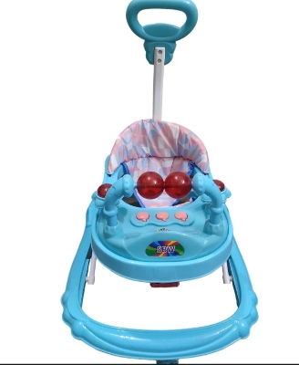 Picture of Baby musical walker with push Handle Mee Mee 360° Baby Activity Walker | 3 Level Adjustable Height, Foot Mat, Musical Detachable Toy Bar | Parental Push Handle, Anti-Rollover Folding Walker for Boys, Girls| 6-18 Months 15kg Cash On Delivery Availale