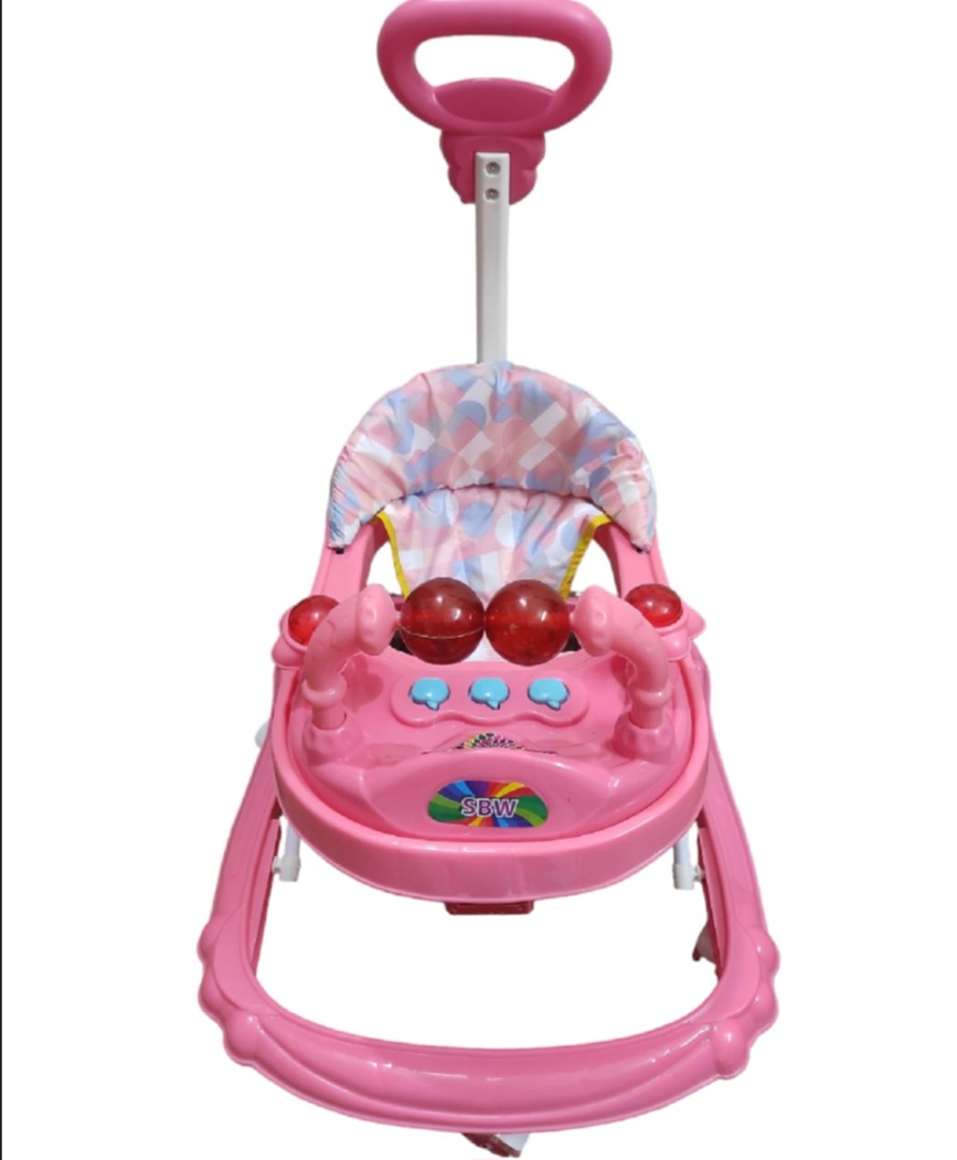 Picture of Baby musical walker with push Handle Mee Mee 360° Baby Activity Walker | 3 Level Adjustable Height, Foot Mat, Musical Detachable Toy Bar | Parental Push Handle, Anti-Rollover Folding Walker for Boys, Girls| 6-18 Months 15kg Cash On Delivery Availale