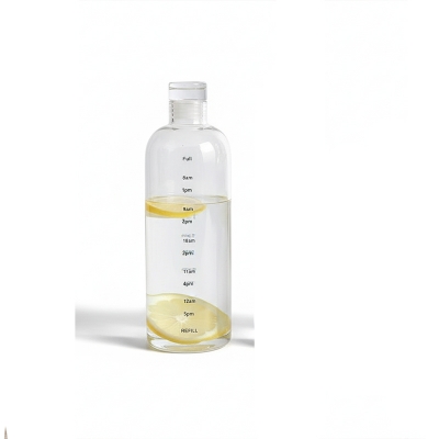 Picture of High Borosilicate Glass Water Bottle with Time Markings – 1000ml | Leakproof Motivational Bottle with Silicone Sleeve & Lid