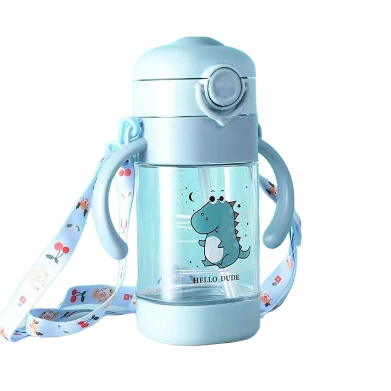 Picture of New Square Cartoon Kids Straw Cup – 550ml | Leak-Proof BPA-Free Plastic | With Strap & Lid