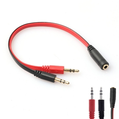 Picture of 3.5mm AUX Audio Mic Splitter Cable Earphone Headphone Adapter  PC Headphone Converter  headphone converter for pc