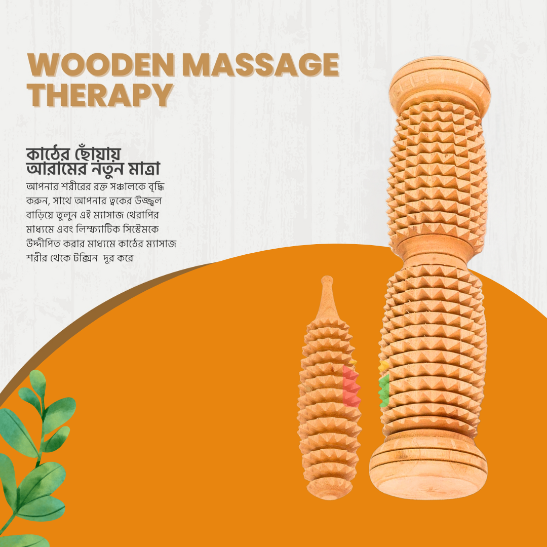 Picture of Acu Wooden Hand & Foot Roller Massager Advanced Quality [1Hand+1Foot=2 PCS Massager] Home/Gym or Sports Exerciser for Men & Women