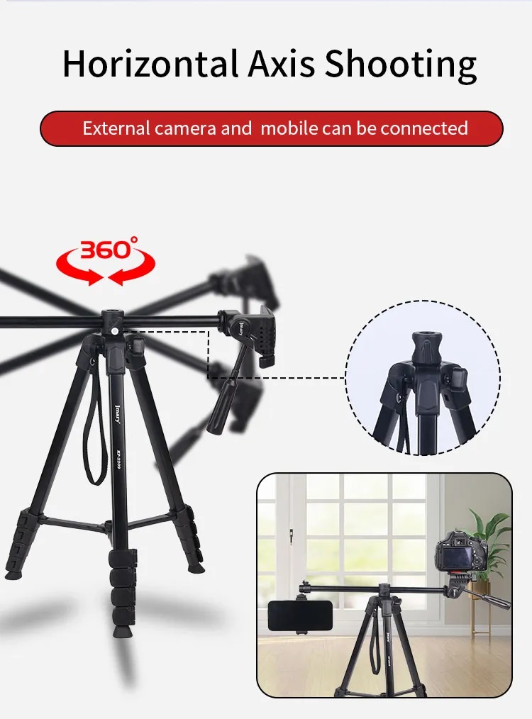 Picture of JMARY KP 2209 Horizontal Extension Rod Cell Phone Camera Folding Tripod Stand