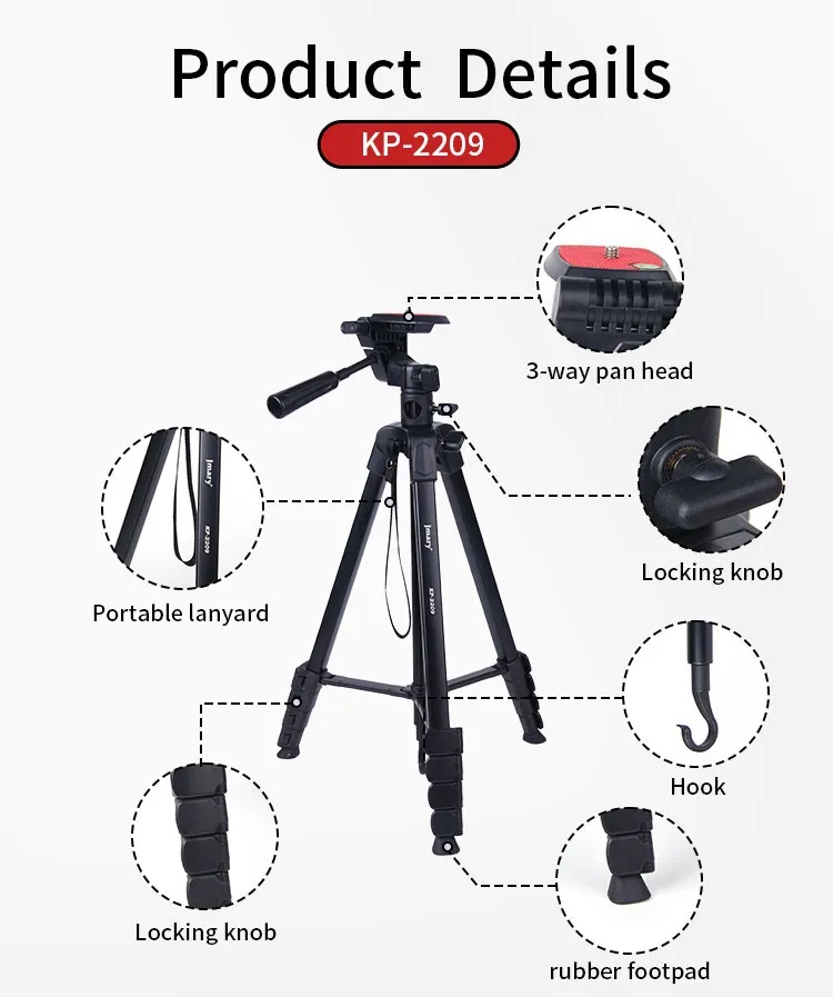 Picture of JMARY KP 2209 Horizontal Extension Rod Cell Phone Camera Folding Tripod Stand