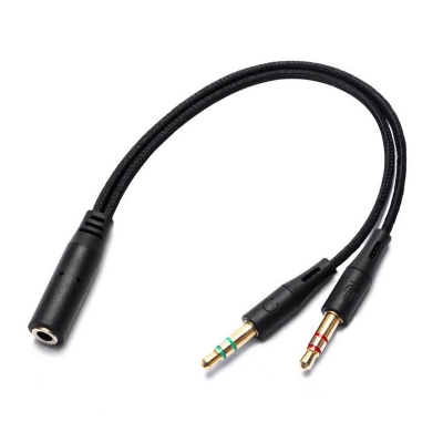 Picture of 3.5mm AUX Audio Mic Splitter Cable Earphone Headphone Adapter PC Headphone Converter headphone converter for pc