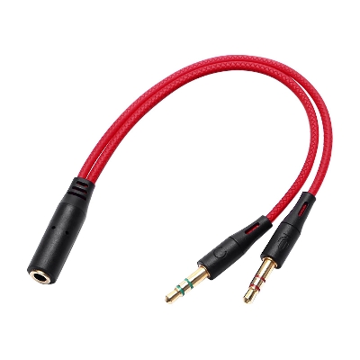 Picture of 3.5mm AUX Audio Mic Splitter Cable Earphone Headphone Adapter PC Headphone Converter headphone converter for pc