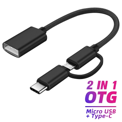 Picture of 2in1 OTG USB Cable Adapter Micro USB Type C To USB Converter Mini Short Microusb Cable USB C Charging Charger Cable