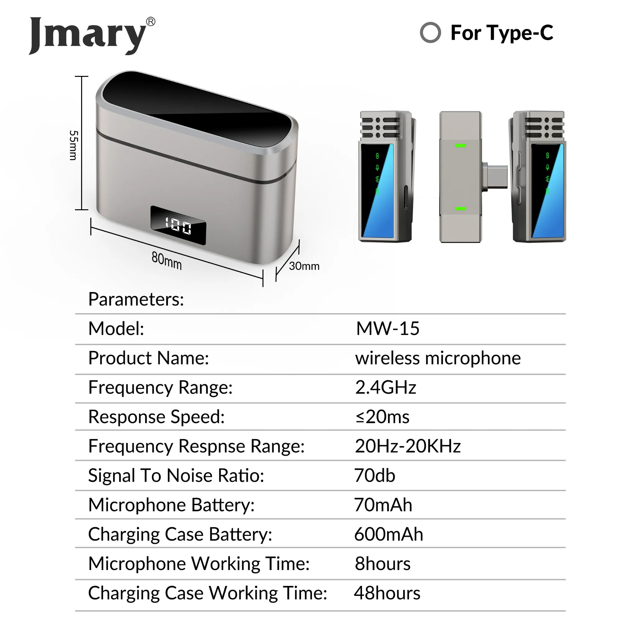 Picture of Jmary MW-15 2.4G Dual Wireless Microphone Type-C For Mobile