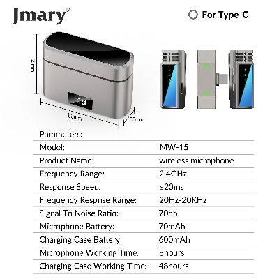 Picture of Jmary MW-15 2.4G Dual Wireless Microphone Type-C For Mobile