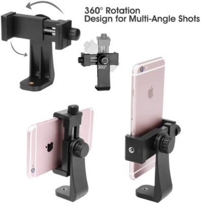 Picture of Universal Tripod Mount Vertical Bracket Smartphone Holder Phone 360 Degree Clip Clipper Tripod Adapter Screw Adapter Rotatable Digital Camera Bracket Selfie Lens Monopod For Phone Smart Phones Mobile Mount