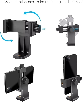 Picture of Universal Tripod Mount Vertical Bracket Smartphone Holder Phone 360 Degree Clip Clipper Tripod Adapter Screw Adapter Rotatable Digital Camera Bracket Selfie Lens Monopod For Phone Smart Phones Mobile Mount