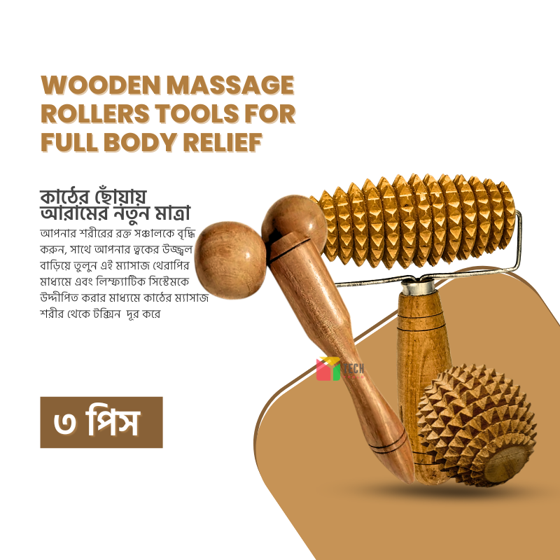 Picture of Acupressure Manual Wooden Massage Rollers Tools for Full Body Relief