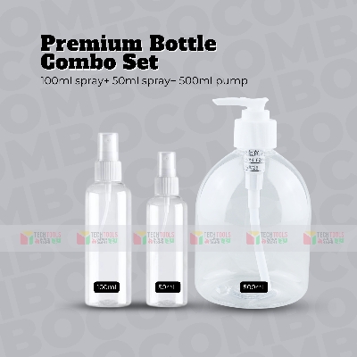 Picture of (3pcs) Travel set Mini Plastic Transparent Small Empty Spray Bottle Combo Package