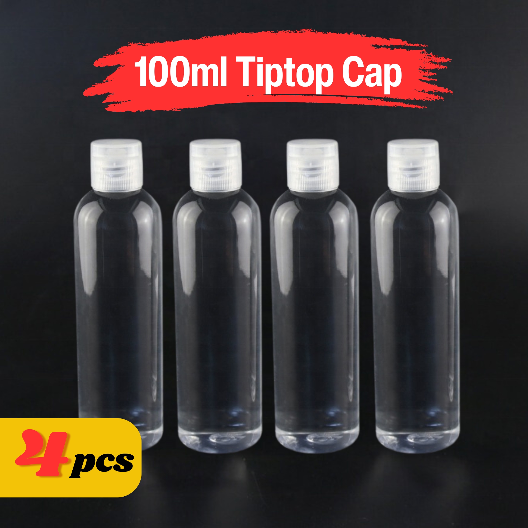 Picture of Plastic Oil Bottle Tiptop Cap 100Ml Transparent- 4pcs