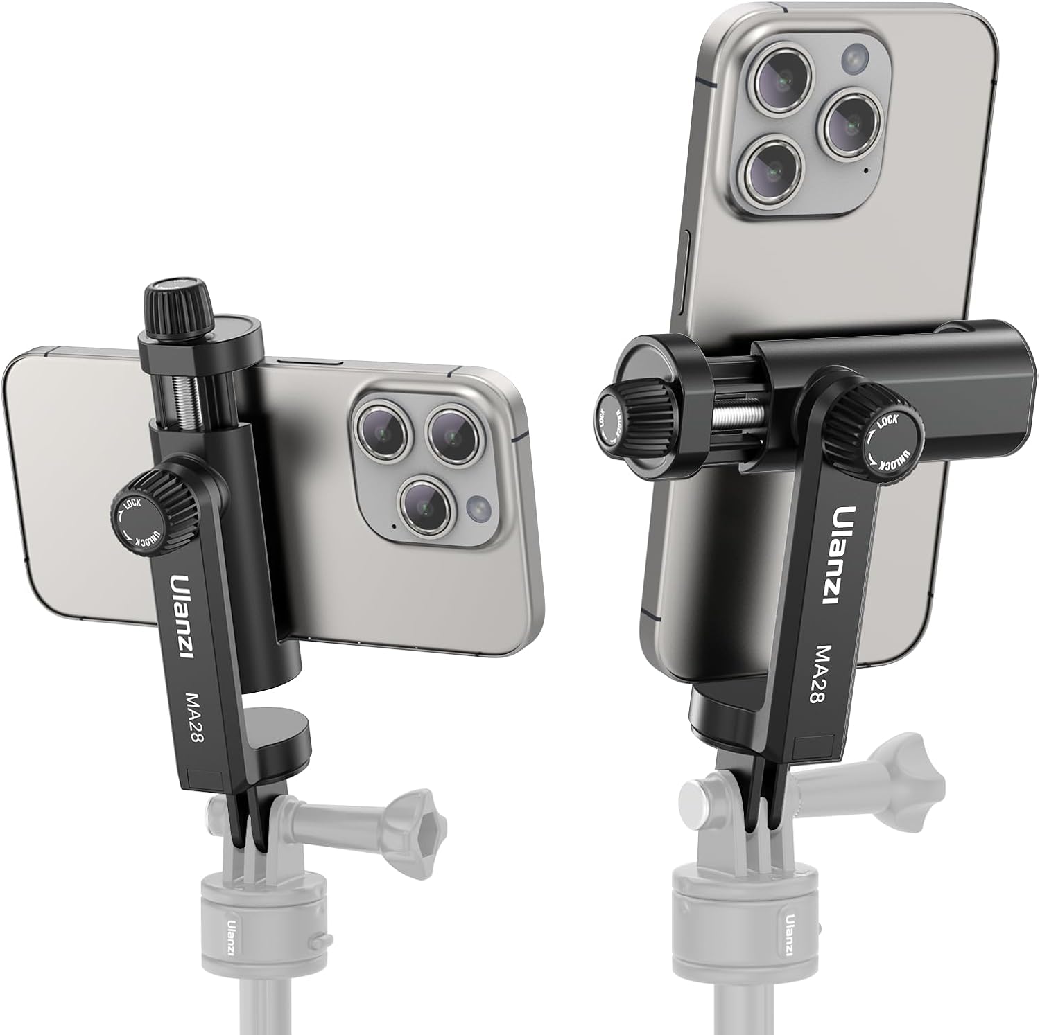 Picture of ULANZI MA28 360° Adjustable Phone Clip with Cold Shoe for Action Cameras and Tripods – Universal Phone Holder Adapter
