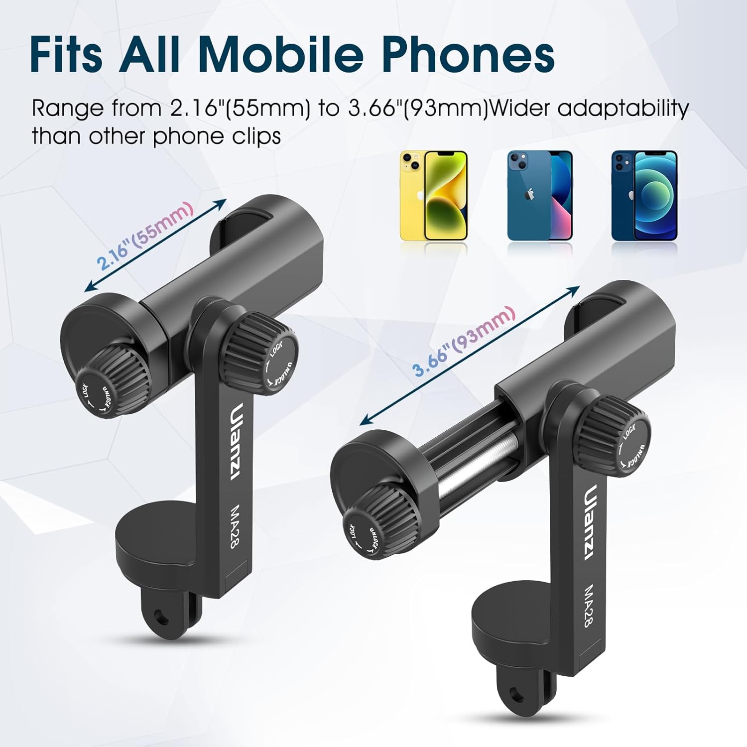 Picture of ULANZI MA28 360° Adjustable Phone Clip with Cold Shoe for Action Cameras and Tripods – Universal Phone Holder Adapter