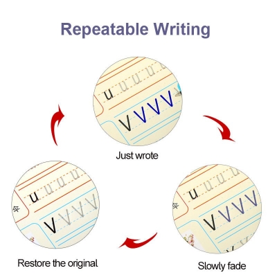 Picture of 5 PCS Set Magic Practice Book For Kids Handwriting 1 Pen, 5 sis and a gripper