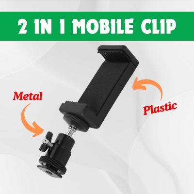 Picture of 2 In 1 Mobile Phone Clip Holder 360 Ball Head Hot Shoe Adapter Mount Fit For Dslr Camera