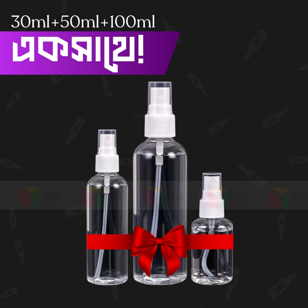 Picture of (3pcs)  Empty Travel set Mini Plastic Transparent Small Spray Bottle Combo Package
