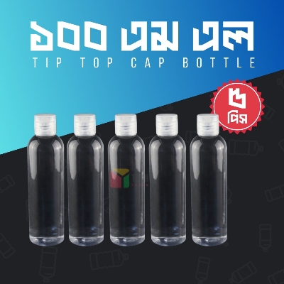 Picture of Tiptop Cap Plastic Pet Transparent Bottle 100ml- 5 pcs
