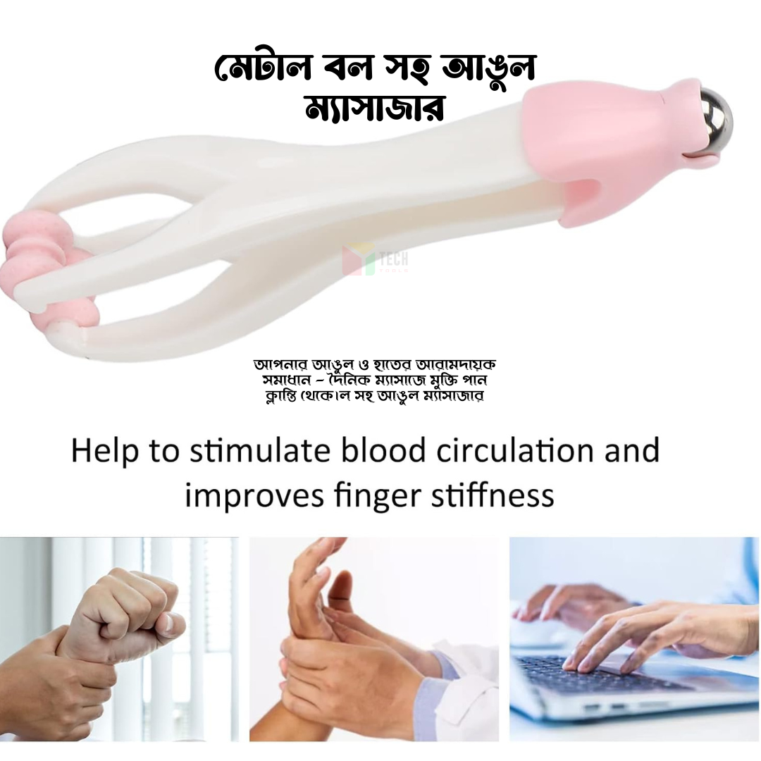 Picture of Handheld Finger Massager with Dual Rollers and Metal Ball for Improved Circulation