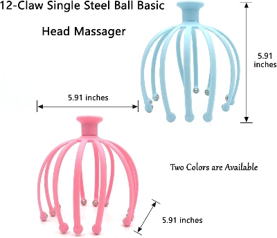 Picture of Handheld Massager Portable Twelve-Claws Head Claw Massager Scalp Massage Tool Steel Ball Head